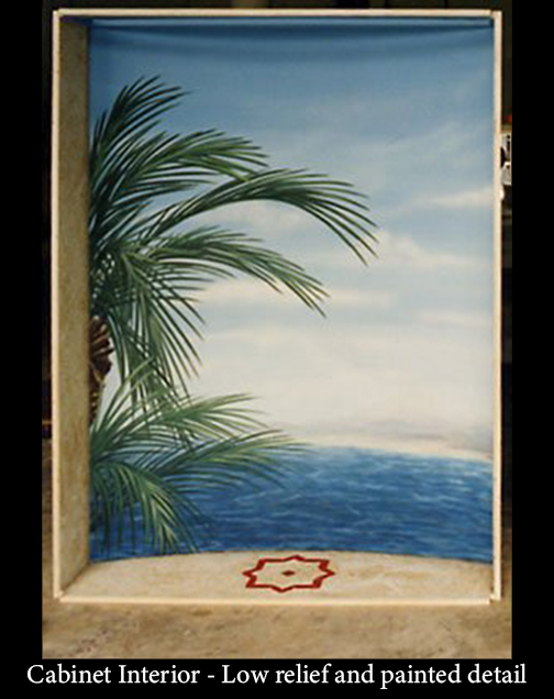 Cabinet Interior - Low relief and painted detail
