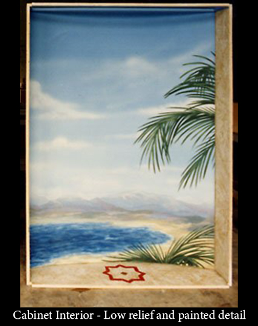 Cabinet Interior - Low relief and painted detail