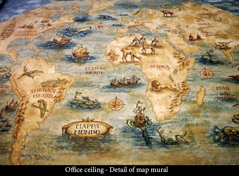 Office ceiling - Detail of map mural