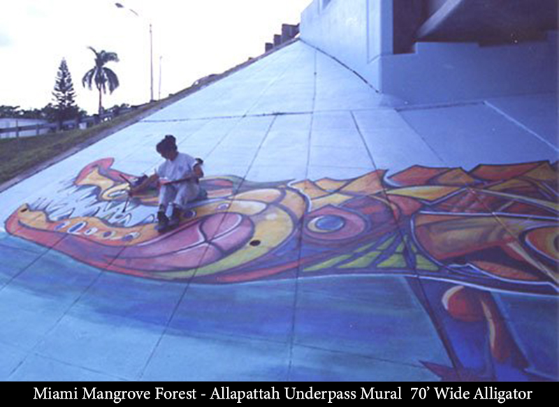 Miami Mangrove Forest - Allapattah Underpass Mural 70' Wide Alligator